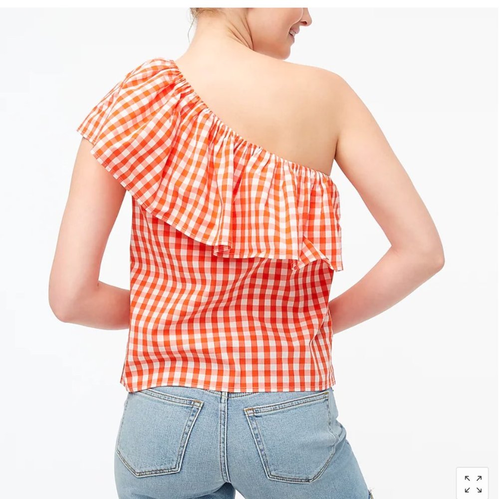 J. Crew Cotton Poplin Ruffle-Shoulder Top, NWT - Picture 3 of 5